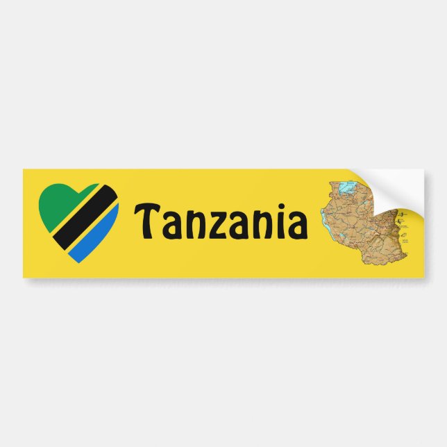 Corazón de la bandera de Tanzania + Pegatina para (Frente)