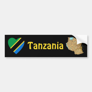 Corazón de la bandera de Tanzania + Pegatina para