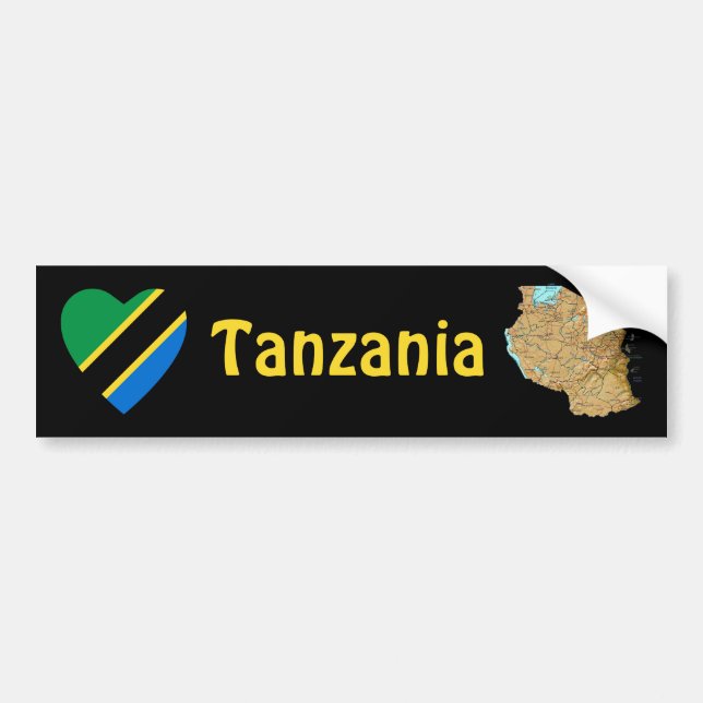 Corazón de la bandera de Tanzania + Pegatina para (Frente)