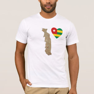 Corazón de la bandera de Togo y camiseta del mapa
