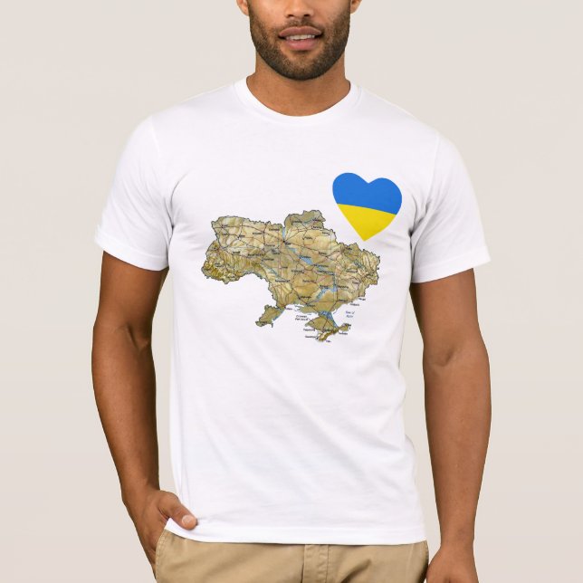 Corazón de la bandera de Ucrania y camiseta del (Anverso)