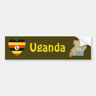 Corazón de la bandera de Uganda + Pegatina para el