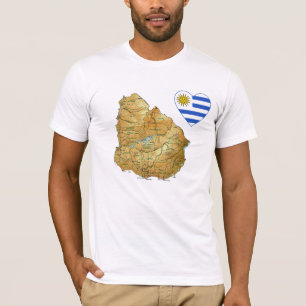 Corazón de la bandera de Uruguay y camiseta del