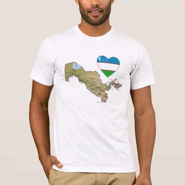 Corazón de la bandera de Uzbekistán y camiseta del (Anverso)