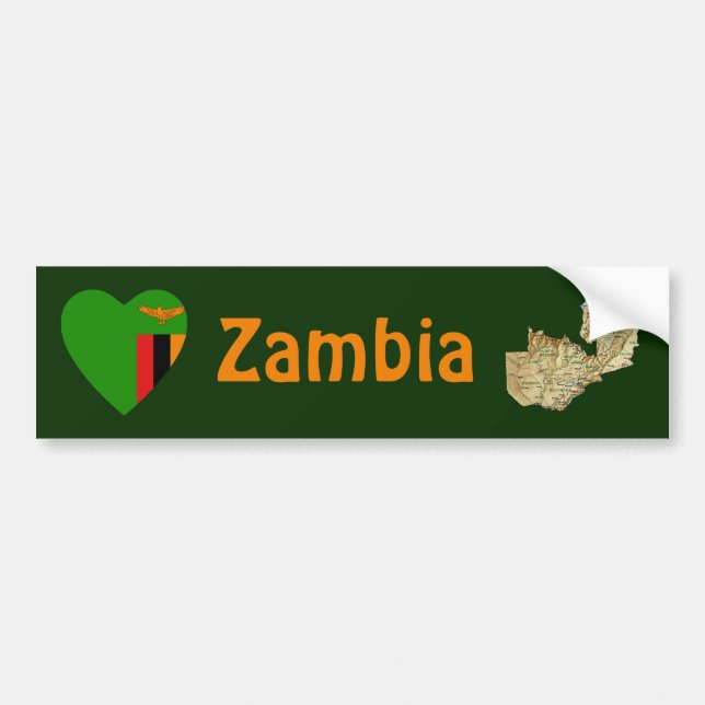 Corazón de la bandera de Zambia + Pegatina para el (Frente)