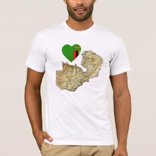 Corazón de la bandera de Zambia y camiseta del