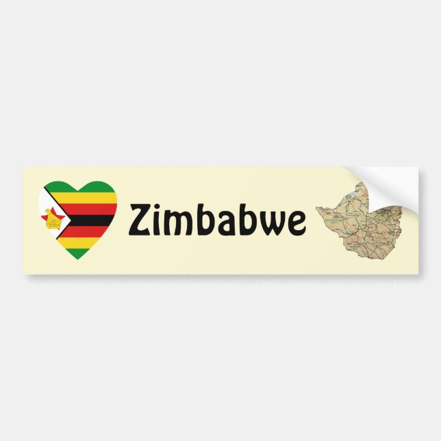 Corazón de la bandera de Zimbabwe + Pegatina para (Frente)