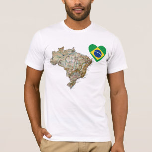 Corazón de la bandera del Brasil y camiseta del