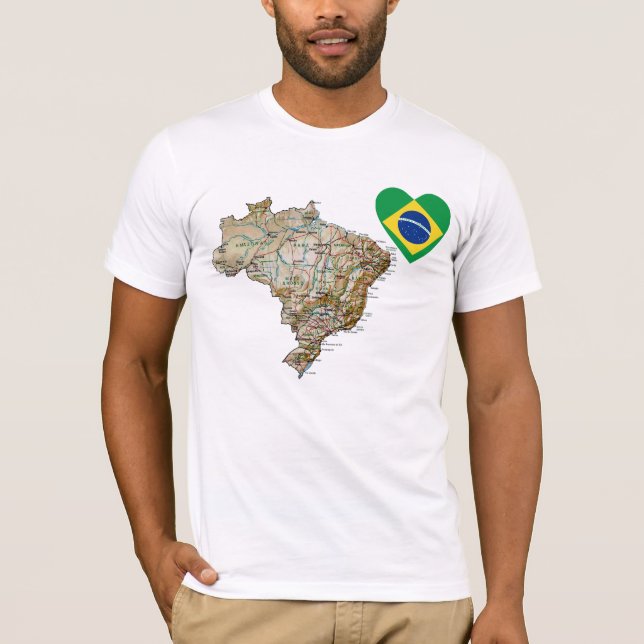 Corazón de la bandera del Brasil y camiseta del (Anverso)