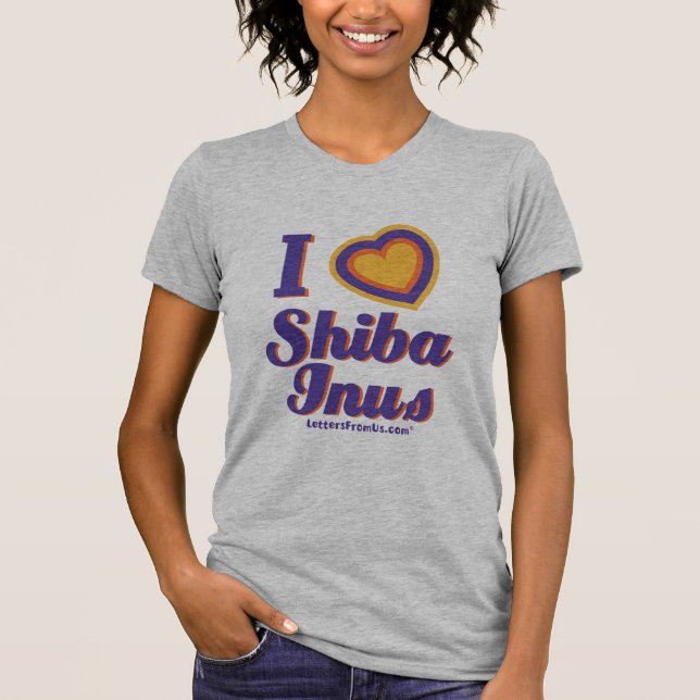 "Corazón" de las mujeres Shiba en camiseta (Anverso)