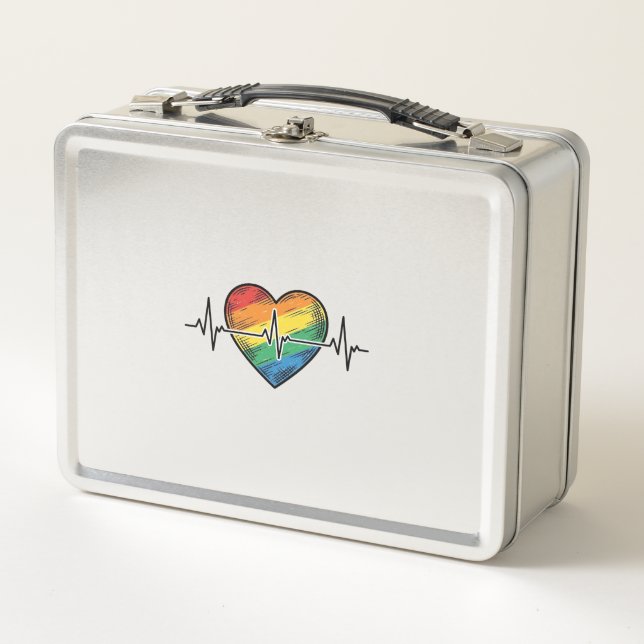 Corazón de latido de arcoíris diseño de grabado vi (Anverso)