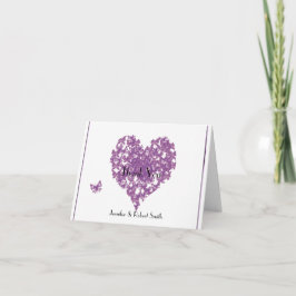 Corazón de Mariposa Morada Boda Agradecimiento