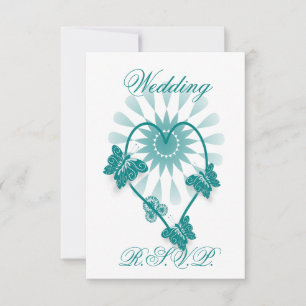 Corazón de mariposas de color Verde azulado RSVP