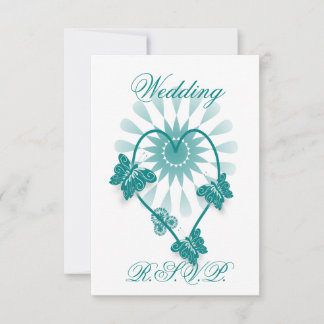 Corazón de mariposas de color Verde azulado RSVP