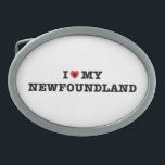 Corazón de mi hebilla del cinturón de Newfoundland<br><div class="desc">newfoundland,  landseer,  work,  newfie,  newf,  mastiff,  dog,  cachorro,  mascota,  amante,  amor,  corazón,  my,  mamá,  papá,  propietario,  raza,  bebe pelado,  animal</div>