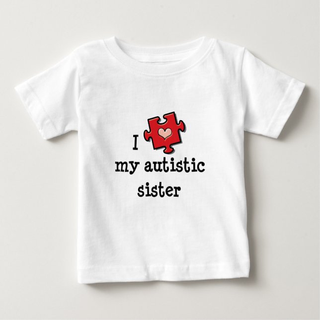 Corazón de mi hermana autista autismo camiseta beb (Anverso)
