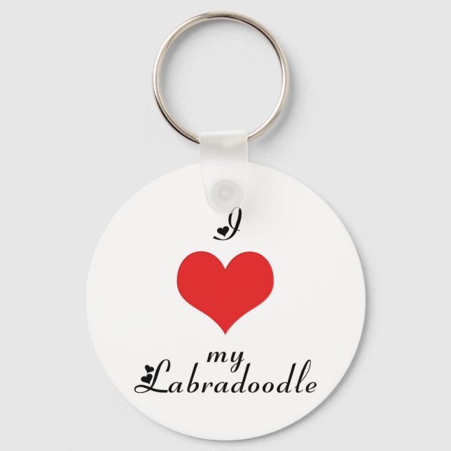 Corazón de mi llavero de labradoodle (Anverso)