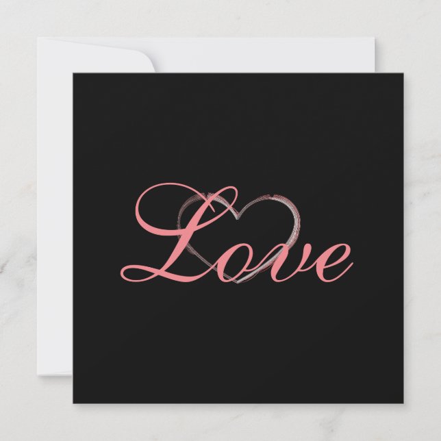 Corazón de moda gris caligrafía amor boda (Anverso)