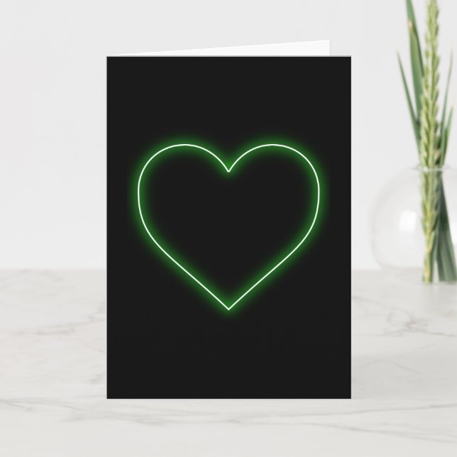 Corazón de neón verde claro - tarjetas del día de (Anverso)