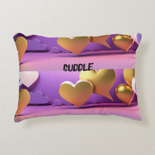 "Corazón de oro: Almohada de acento rosado"
