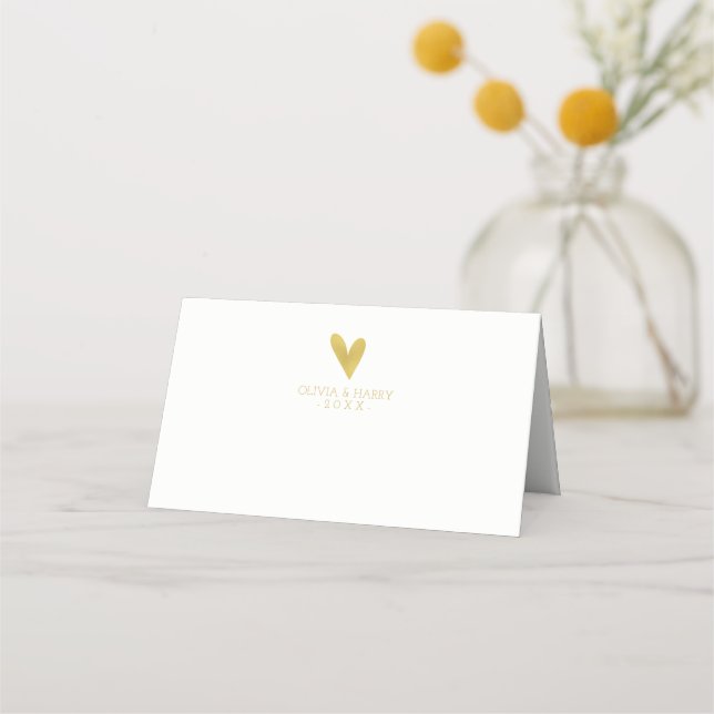 Corazón de oro elegante | Tarjetas de plaza plegad (Anverso)