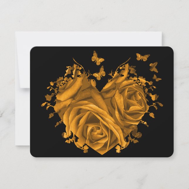Corazón de Oro Rosas y Mariposas RSVP (Anverso)