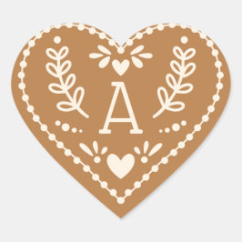 Corazón de pan de jengibre inicial pegatina de Nav