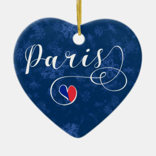 Corazón de París, ornamento de árbol de Navidad, F
