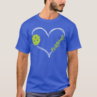 Corazón de Pickleball Amor Camiseta de Balón de Pi