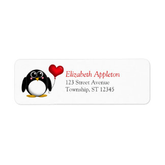 Corazón de pingüino adorable - Etiquetas de direcc