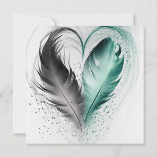 Corazón de pluma - Verde azulado