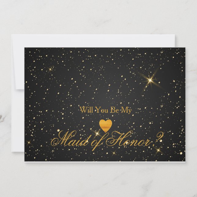 Corazón de purpurina dorada Invitación falsa dama  (Anverso)