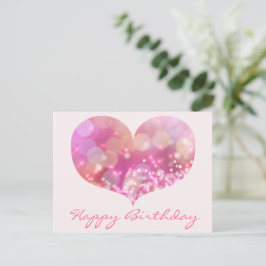 Corazón de purpurina rosa | Tarjeta postal de cump