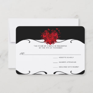 Corazón de Rosa Roja en RSVP Metálico Negro