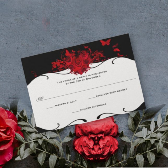 Corazón de Rosa Roja RSVP en Negro y Blanco (Subido por el creador)