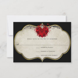 Corazón de rosa rojo en Black Metallic RSVP