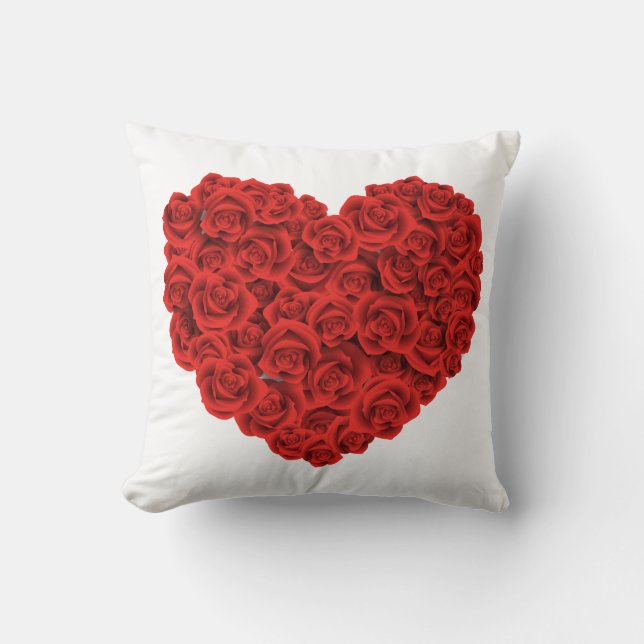Corazón de Rosas Cojín decorativo de decoración en (Anverso)