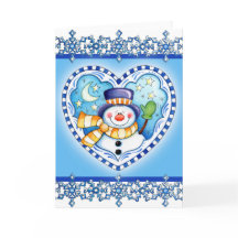 Corazón de Snowman - Tarjeta de saludo