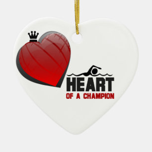 Corazón de un ornamento de la natación del campeón