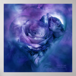 Corazón De Un Rosa - Lavender Poster De Arte Azul/