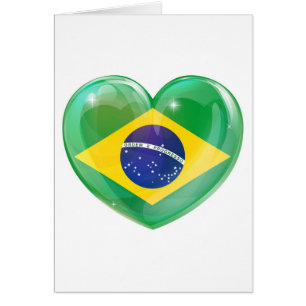 Corazón del amor de la bandera del Brasil