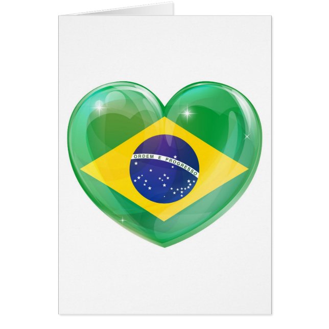 Corazón del amor de la bandera del Brasil (Frente)