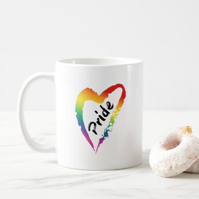Corazón del arco iris de la taza de café del (Con donut)