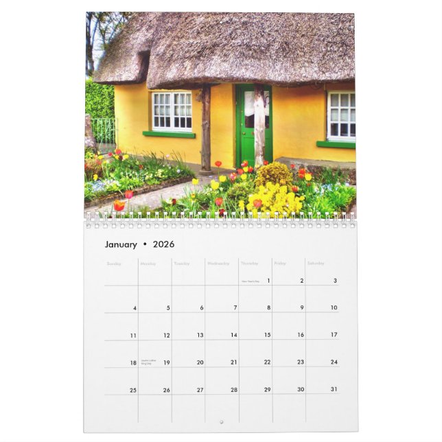 Corazón del calendario de Irlanda (Jan 2026)