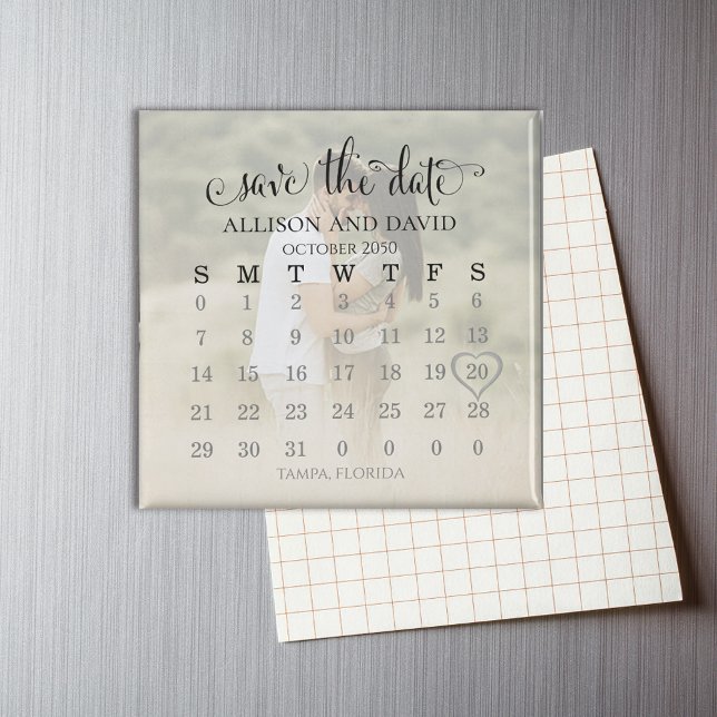 Corazón del calendario fotográfico Guardar el imán (Subido por el creador)