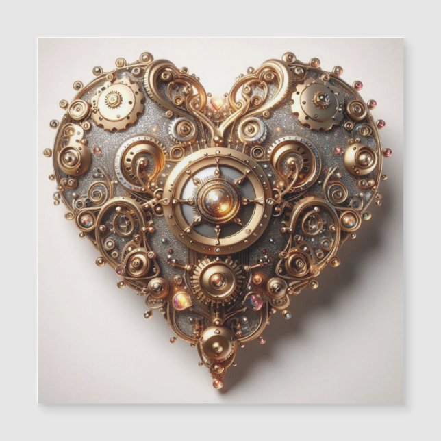 Corazón del engranaje del reloj elegante Steampunk (Anverso)