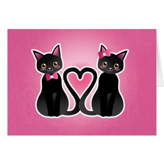 Corazón del gatito - ver-tarjeta del carbón de (Anverso (Horizontal))