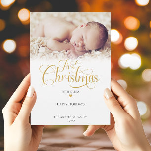 Corazón del guión de la primera foto de Navidad