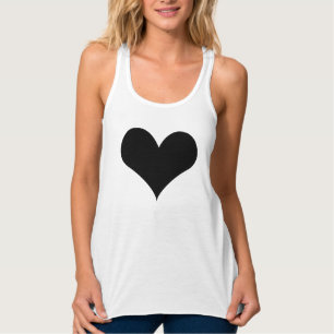 Corazón del negro de las camisetas sin mangas de
