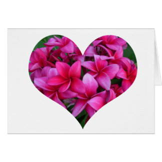 Corazón del Plumeria en tarjeta